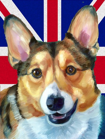 Corgi With English Union Jack British Flag Flag Canvas House Size