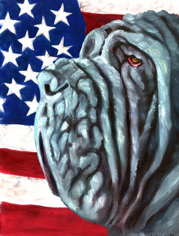 LH9540GF Neapolitan Mastiff Usa Patriotic American Flag Flag Garden Size