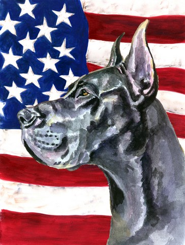 LH9543GF Black Great Dane Usa Patriotic American Flag Flag Garden Size