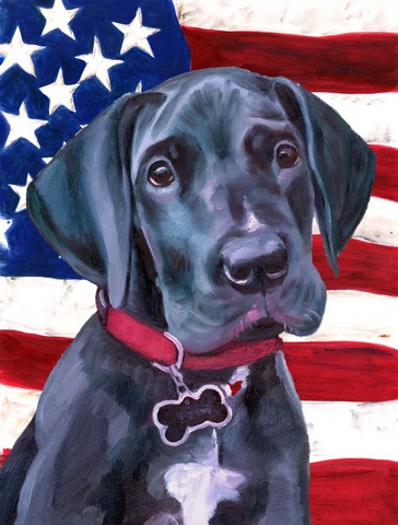 LH9544GF Black Great Dane Puppy Usa Patriotic American Flag Flag Garden Size