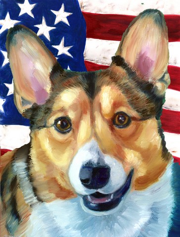 LH9546GF Corgi Usa Patriotic American Flag Flag Garden Size