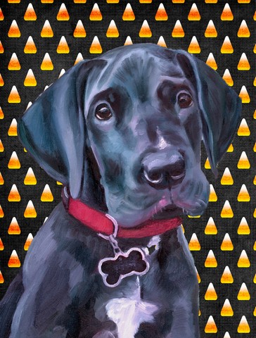 Black Great Dane Puppy Candy Corn Halloween Flag Garden Size