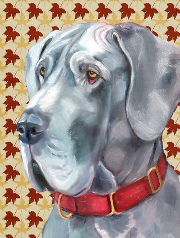 Great Dane Fall Leaves Flag Garden Size