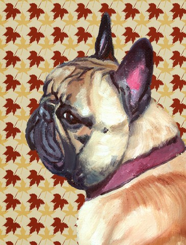 French Bulldog Frenchie Fall Leaves Flag Garden Size