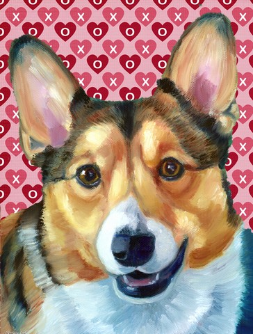 Corgi Hearts Love And Valentines Day Flag Garden Size