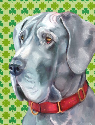 Great Dane St. Patricks Day Shamrock Flag Garden Size