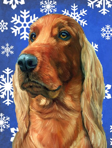 Irish Setter Winter Snowflakes Holiday Flag Garden Size