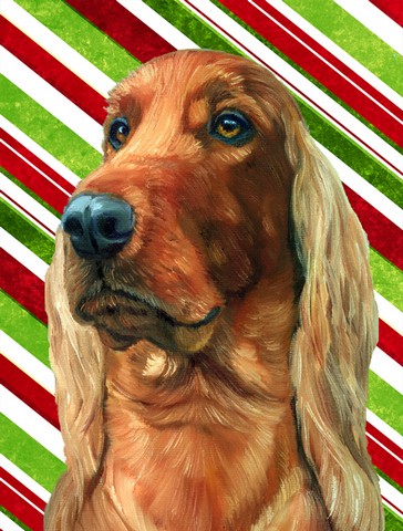 Irish Setter Candy Cane Holiday Christmas Flag Garden Size