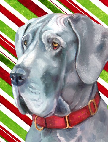 Great Dane Candy Cane Holiday Christmas Flag Garden Size