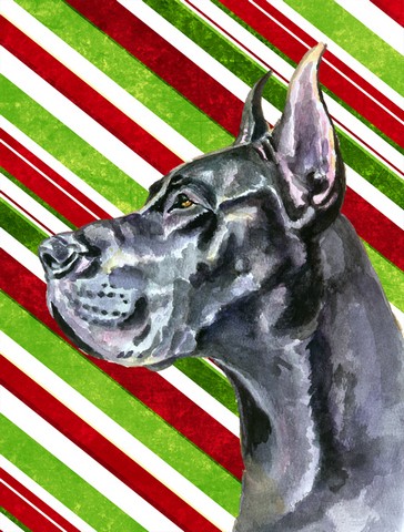 Black Great Dane Candy Cane Holiday Christmas Flag Garden Size