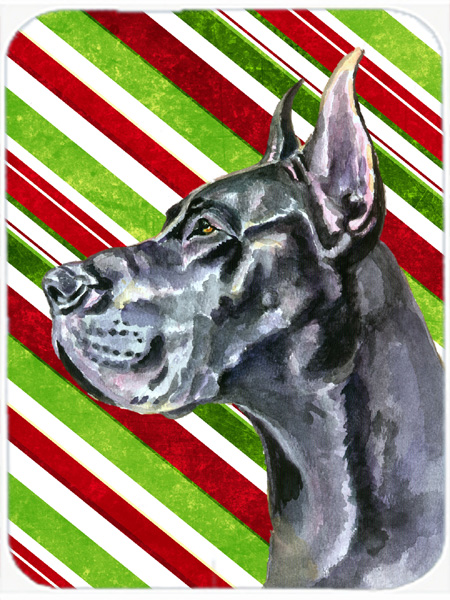 Black Great Dane Candy Cane Holiday Christmas Glass Cutting Board- Large