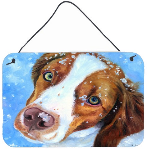 Snow Baby Brittany Spaniel Wall and Door Hanging Prints