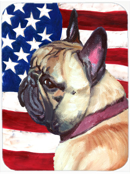 French Bulldog Frenchie Usa Patriotic American Flag Glass Cutting Board, Large