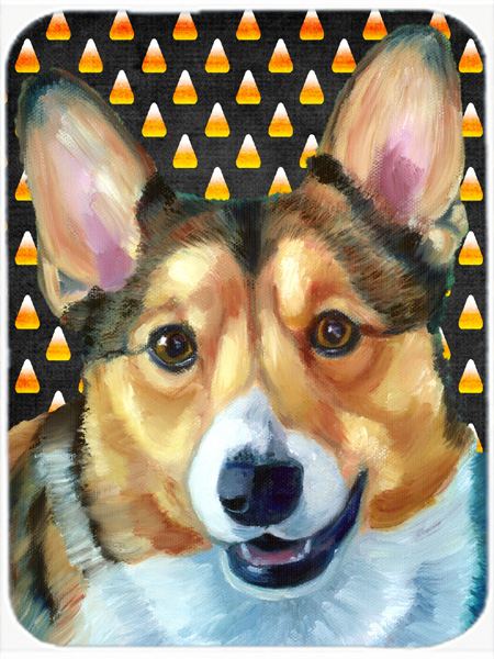 Corgi Candy Corn Halloween Glass Cutting Board, Large