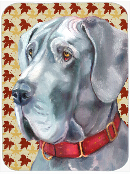 Great Dane Fall Leaves Glass Cutting Board- Large