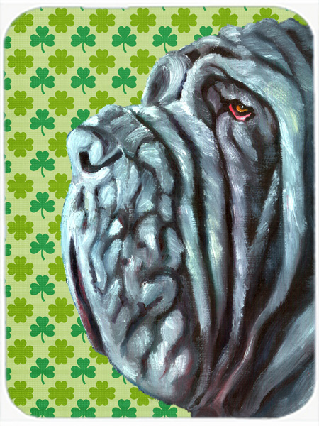 Neapolitan Mastiff St. Patricks Day Shamrock Glass Cutting Board- Large