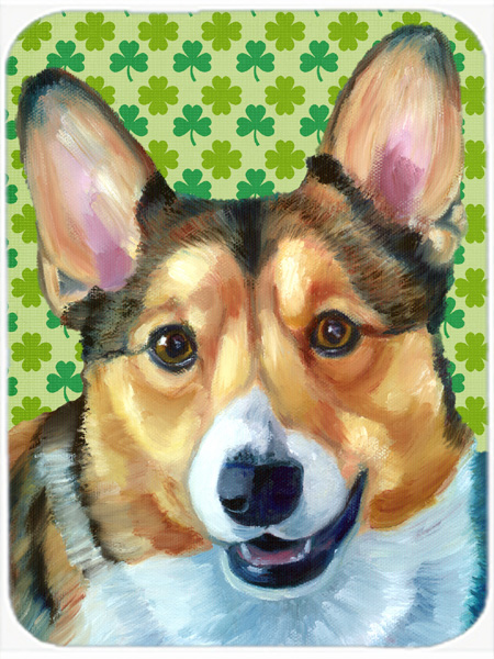 Corgi St. Patricks Day Shamrock Glass Cutting Board- Large