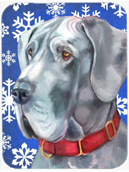Great Dane Winter Snowflakes Holiday Glass Cutting Board, Large