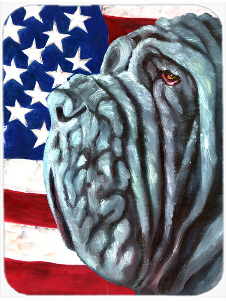 LH9540MP Neapolitan Mastiff Usa Patriotic American Flag Mouse Pad- Hot Pad & Trivet