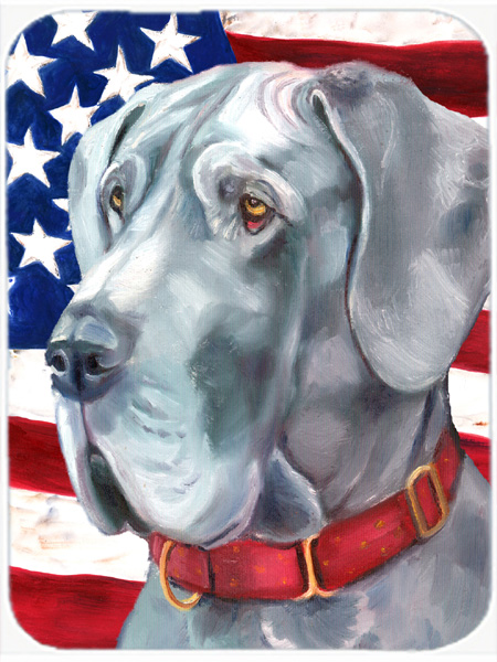LH9542MP Great Dane Usa Patriotic American Flag Mouse Pad- Hot Pad & Trivet