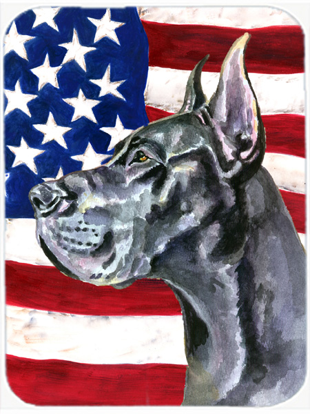 LH9543MP Black Great Dane Usa Patriotic American Flag Mouse Pad- Hot Pad & Trivet