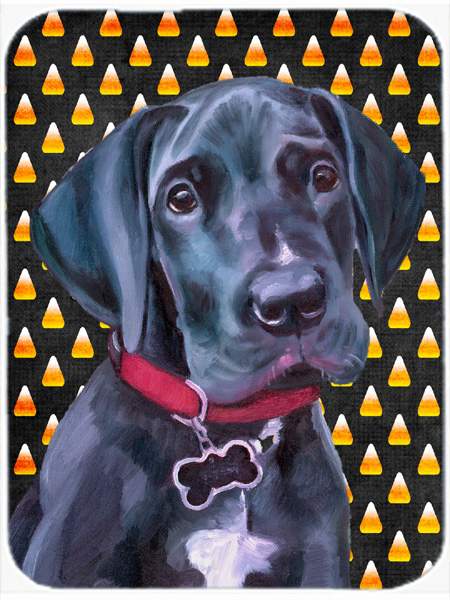 Black Great Dane Puppy Candy Corn Halloween Mouse Pad, Hot Pad & Trivet