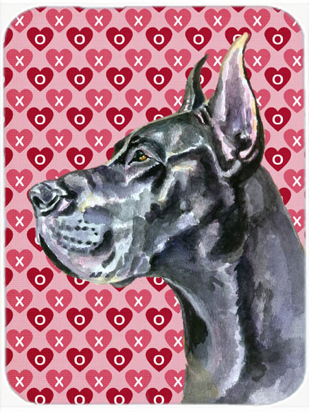 Black Great Dane Hearts Love And Valentines Day Mouse Pad, Hot Pad & Trivet