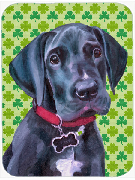 Black Great Dane Puppy St. Patricks Day Shamrock Mouse Pad, Hot Pad & Trivet