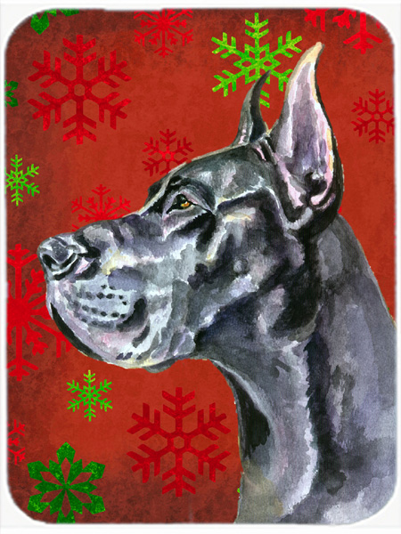 Black Great Dane Red Snowflakes Holiday Christmas Mouse Pad, Hot Pad & Trivet