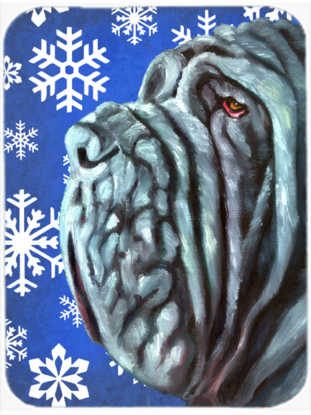 Neapolitan Mastiff Winter Snowflakes Holiday Mouse Pad, Hot Pad & Trivet
