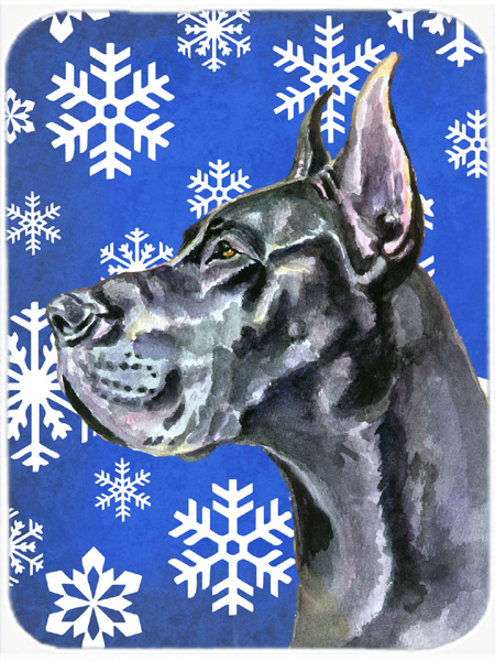 Black Great Dane Winter Snowflakes Holiday Mouse Pad, Hot Pad & Trivet