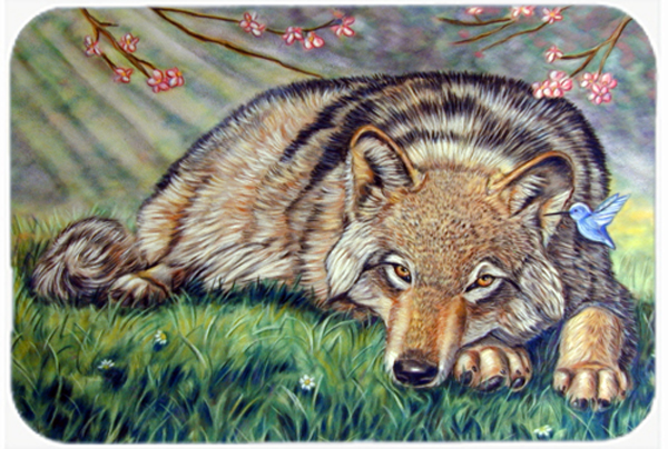 Picture of Carolines Treasures 7356LCB Wolf And Hummingbird Glass Cutting Board- Large