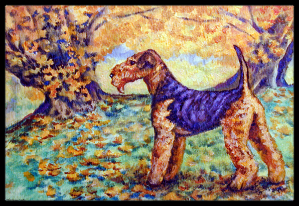 Autumn Airedale Terrier Indoor & Outdoor Mat, 18 x 27 in.