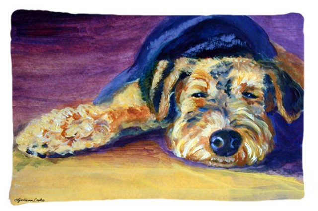 Picture of Carolines Treasures 7344PILLOWCASE Snoozer Airedale Terrier Fabric Standard Pillowcase