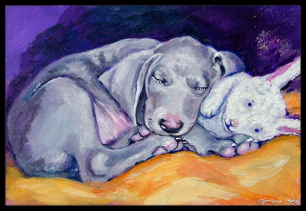 Weimaraner Snuggle Bunny Indoor & Outdoor Mat- 24 x 36 in.