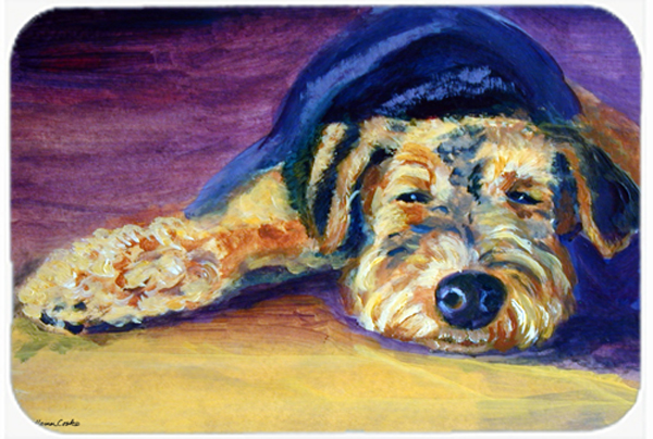 Picture of Carolines Treasures 7344LCB Snoozer Airedale Terrier Glass Cutting Board- Large