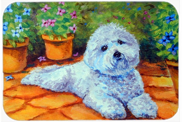 Picture of Carolines Treasures 7346LCB Bichon Frise On The Patio Glass Cutting Board- Large