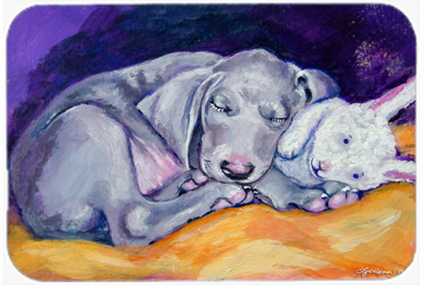 Picture of Carolines Treasures 7354LCB Weimaraner Snuggle Bunny Glass Cutting Board- Large