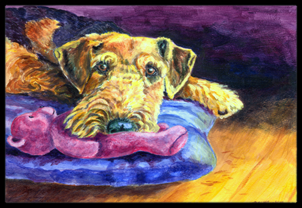 Airedale Terrier Teddy Bear Indoor & Outdoor Mat - 18 x 27 in.