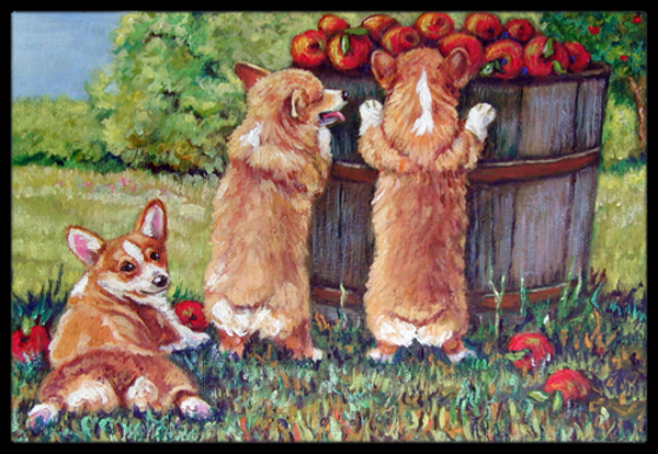 Apple Helper Corgis Indoor & Outdoor Mat, 18 x 27 in.