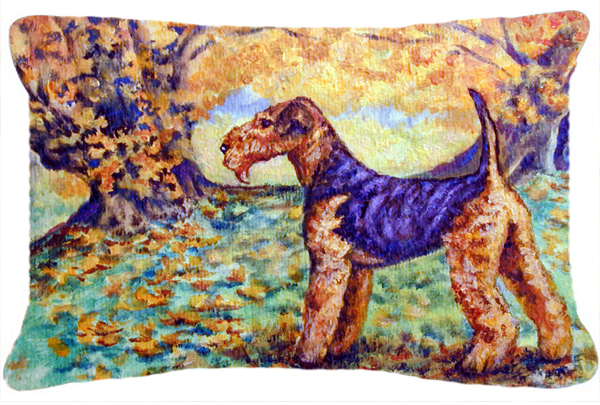 Autumn Airedale Terrier Fabric Decorative Pillow