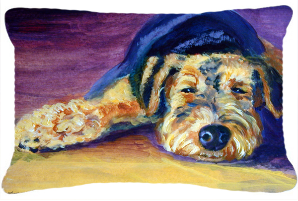 Picture of Carolines Treasures 7344PW1216 Snoozer Airedale Terrier Fabric Decorative Pillow
