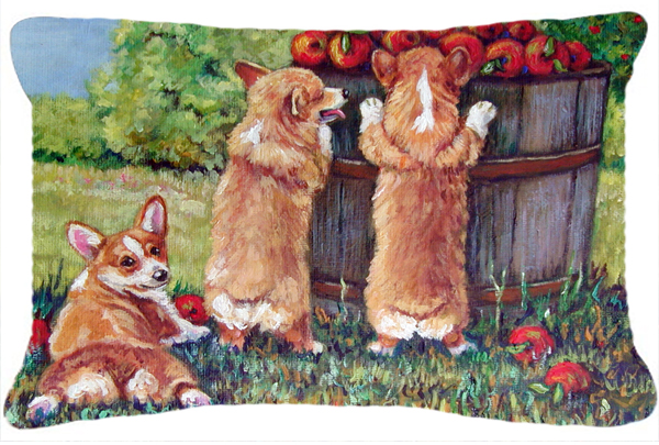 Apple Helper Corgis Fabric Decorative Pillow