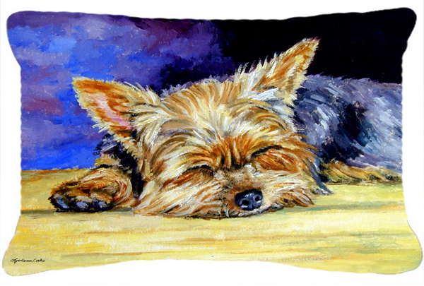 Yorkie Taking A Nap Fabric Decorative Pillow