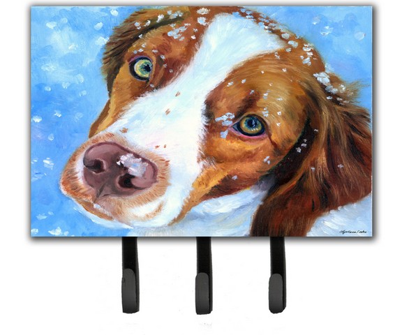 Snow Baby Brittany Spaniel Leash & Key Holder