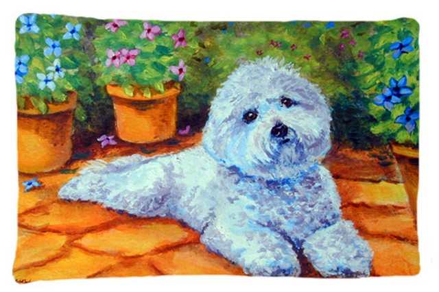 Bichon Frise On The Patio Fabric Standard Pillowcase