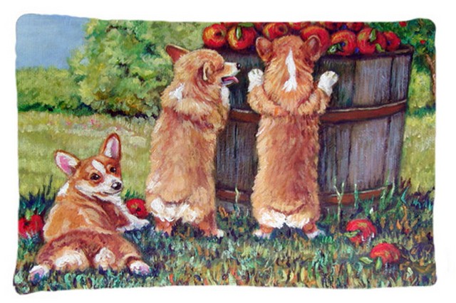 Apple Helper Corgis Fabric Standard Pillowcase