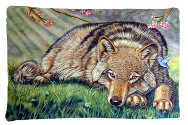 Wolf And Hummingbird Fabric Standard Pillowcase
