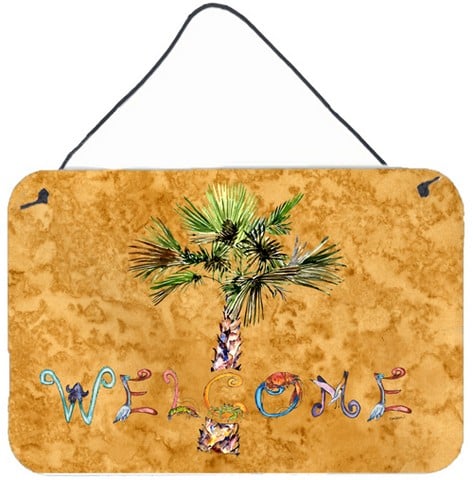 Welcome Palm Tree On Gold Wall and Door Hanging Prints