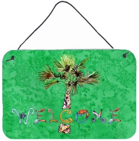 Welcome Palm Tree On Green Wall and Door Hanging Prints